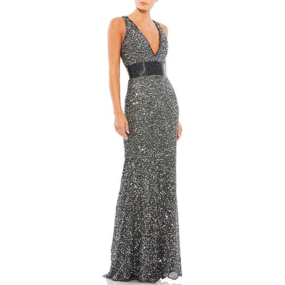 Mac Duggal Dresses Mac Duggal Womens Gray Sequined Maxi Formal